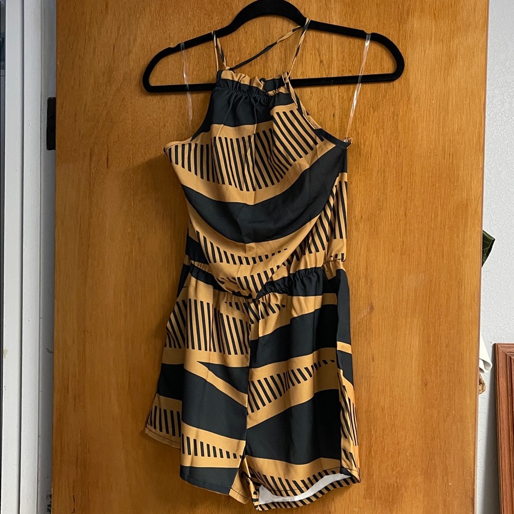 Stylish Black and Tan Jumpsuit